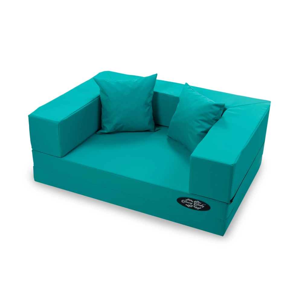 Szivacs kanapéágy - levehető huzatos - türkizzöld