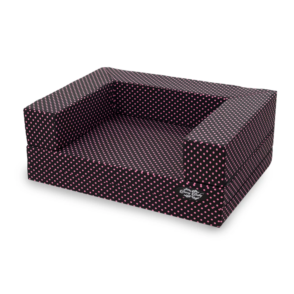 Szivacs kanapéágy - gyerek EXTRA méret - csoki alapon rózsaszín pöttyös - Wextra