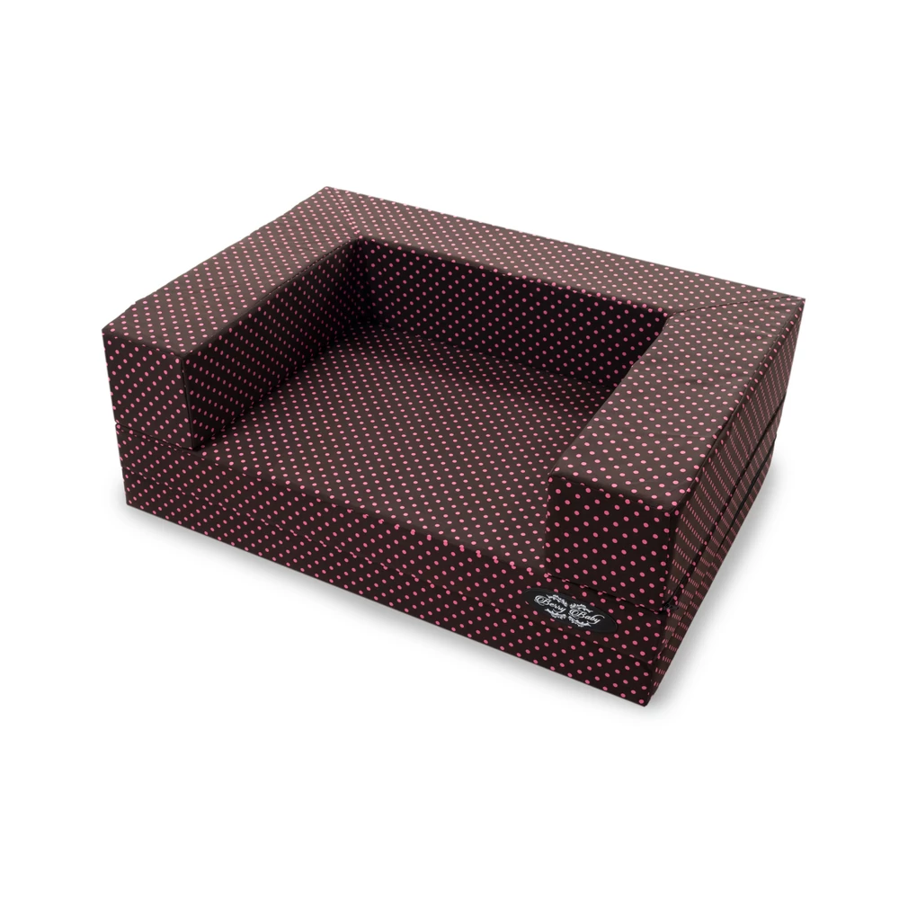 Szivacs kanapéágy - gyerek EXTRA méret - csoki alapon rózsaszín pöttyös - Wextra