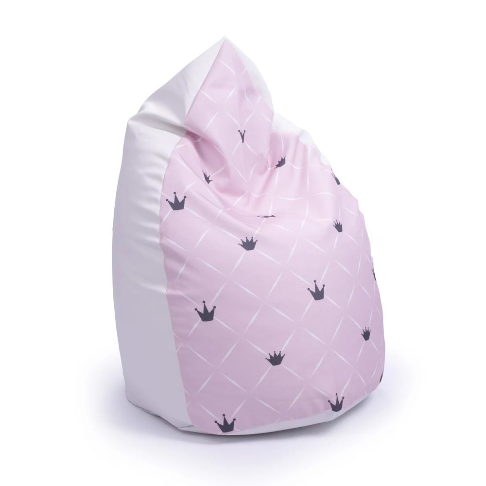 Babzsák - fehér Eco bőr - rózsaszín Chesterfield – csepp alakú 2in1