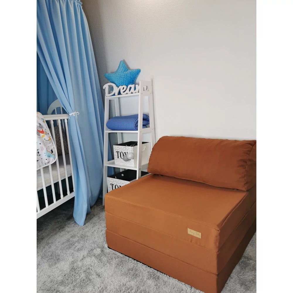 Szivacs pótágy – fotelágy kihajtható ifjúsági méret – maci barna
