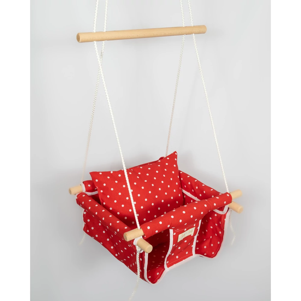 Ugráló rugós hinta - piros pöttyös 