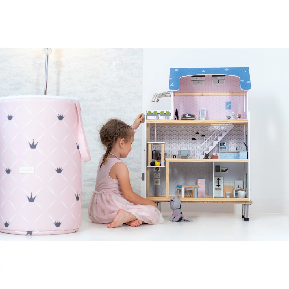 Szennyestartó – játéktároló - rózsaszín Chesterfield