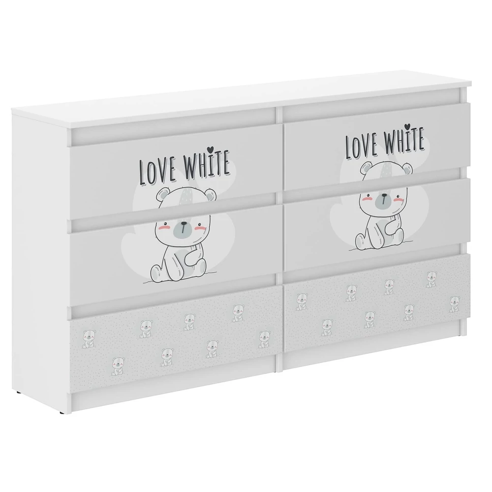 Komód gyerekszobába és babaszobába 140 cm széles - jegesmedve mintával