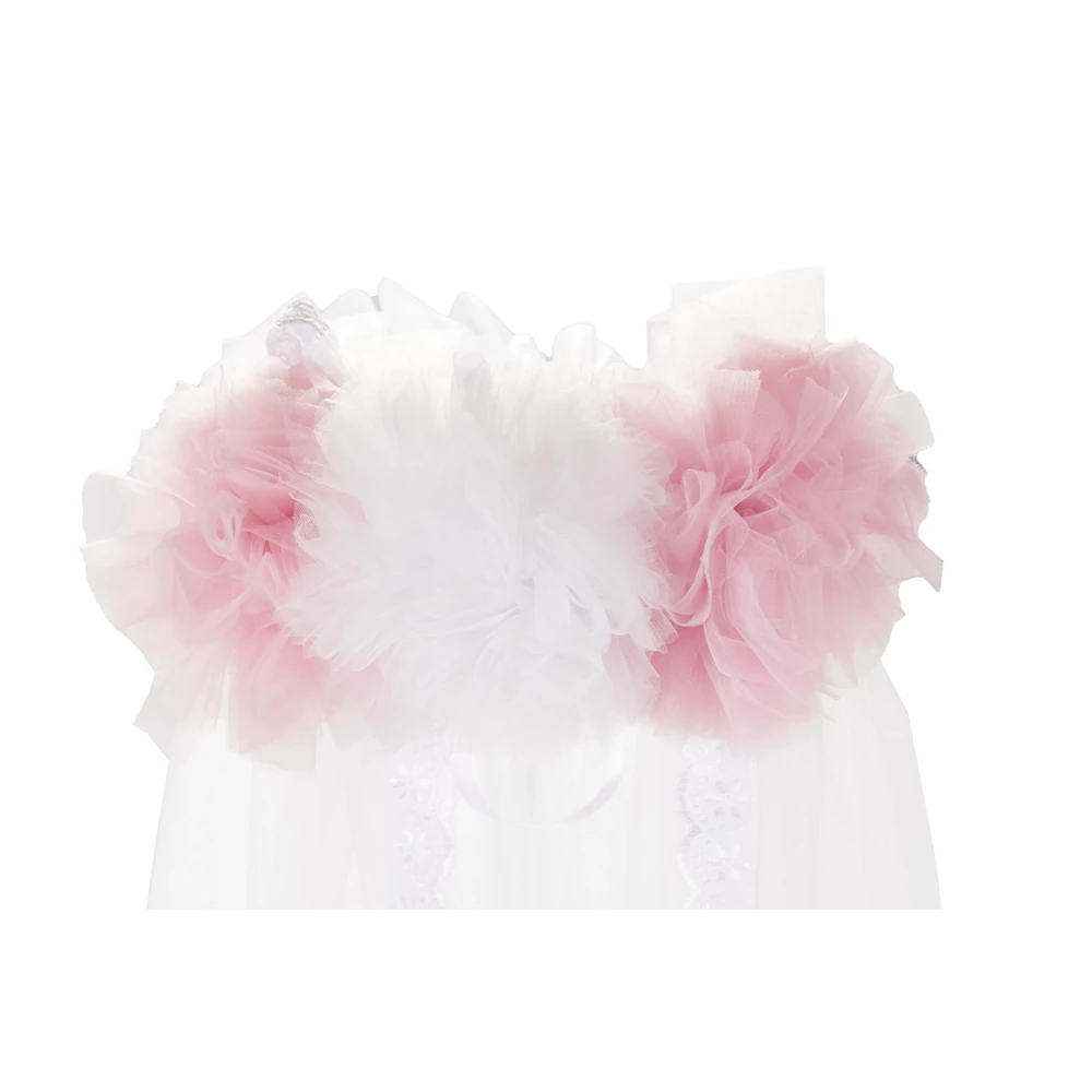 Tüll pompon 3db - rózsaszín - fehér