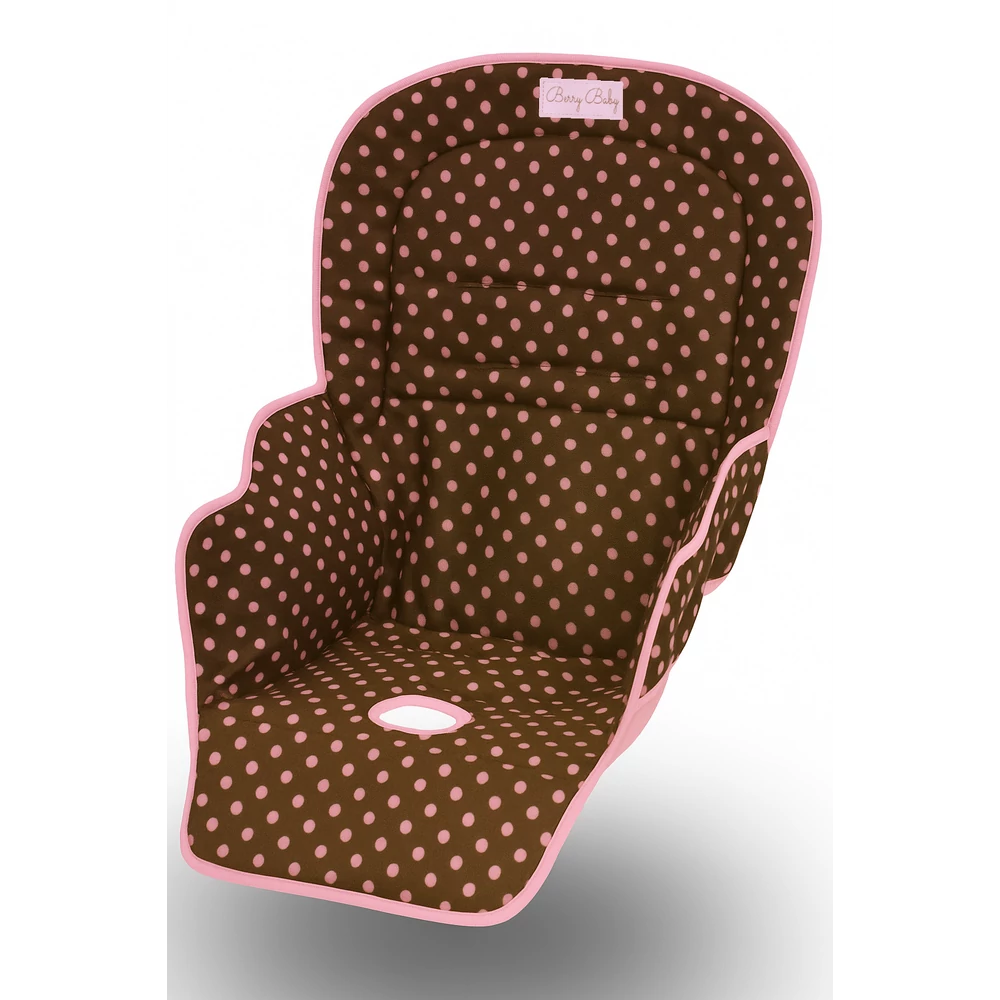 Etetőszék huzat - barna alapon rózsaszín pöttyös
