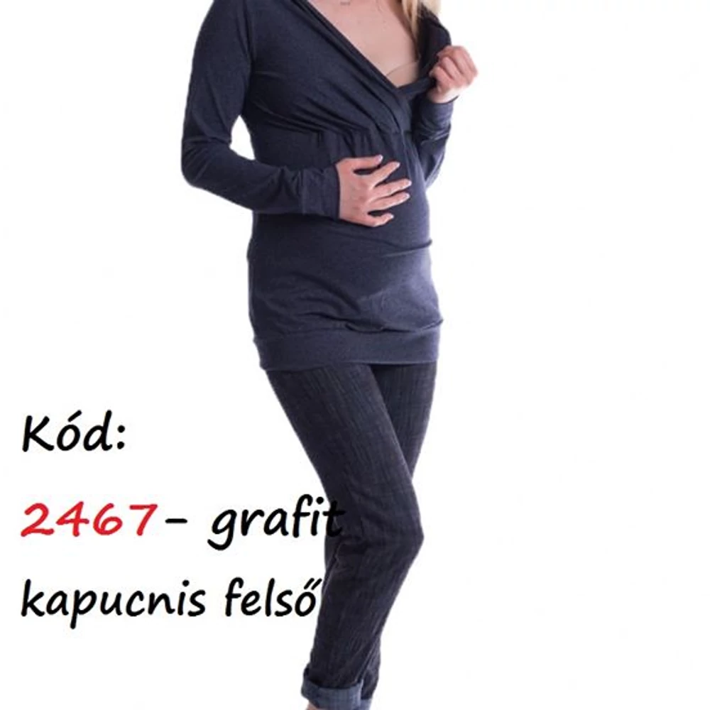 Kismama felső kapucnis S-M – grafit