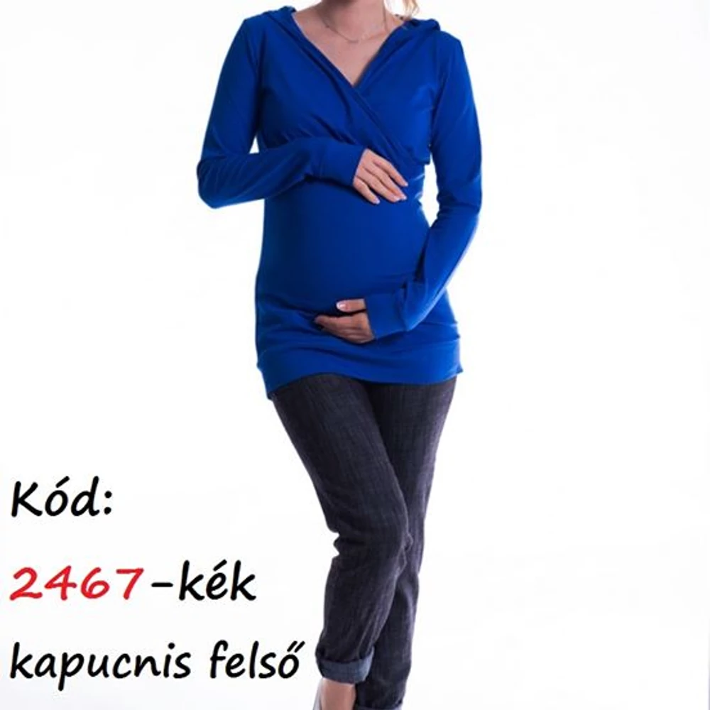 Kismama felső kapucnis S-M – királykék