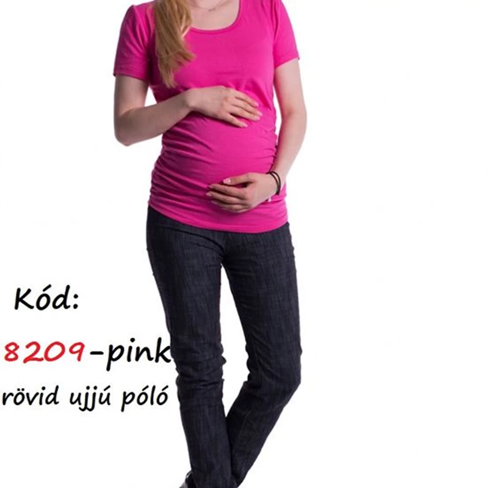 Rövid ujjú kismama póló: S/M pink +választható LÁB LENYOMAT ÉS FELIRAT