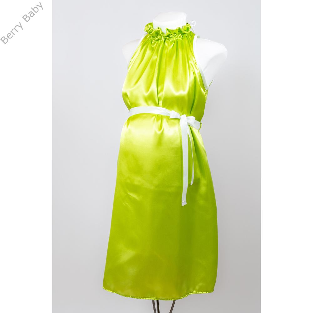 Kismama tunika ruha - zöld szatén – Serena