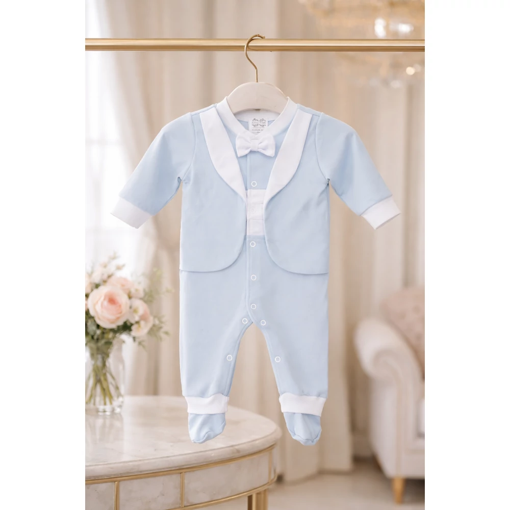 Alkalmi kisfiú rugdalózó - babakék 74