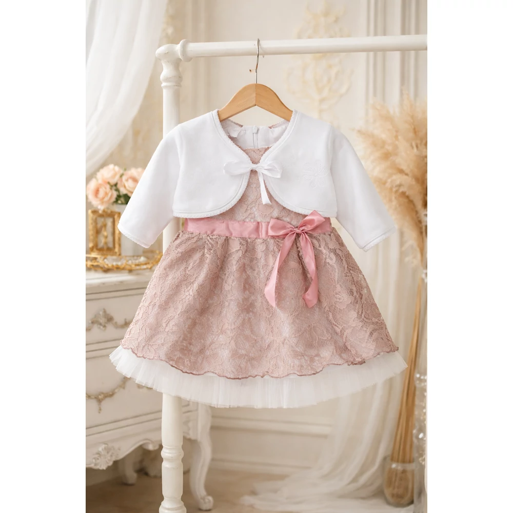 Alkalmi csipke ruha boleróval - mályva 74