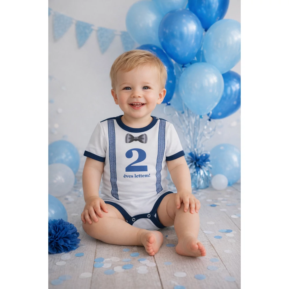 Szülinapos body 2 év 86-92 – kisfiú - rövid ujjú