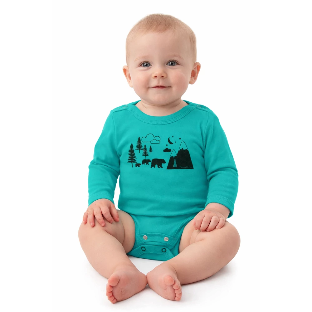 Body - hosszú ujjú 62-68 türkizzöld - hegyvidék