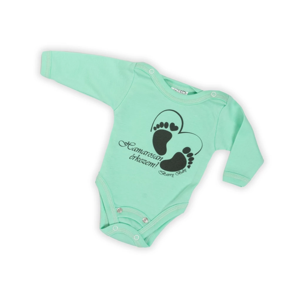 Hamarosan érkezem body - 50-56 - menta