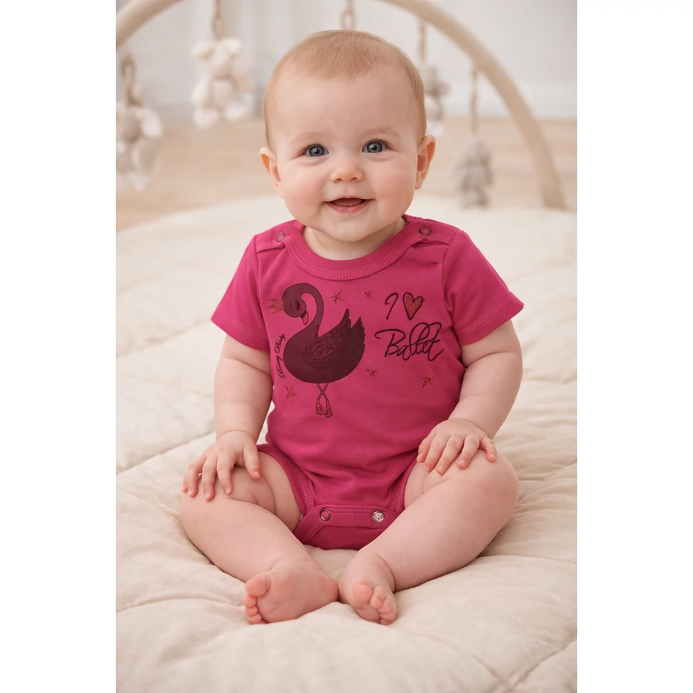 Body - rövid ujjú 56 pink - hattyú 68