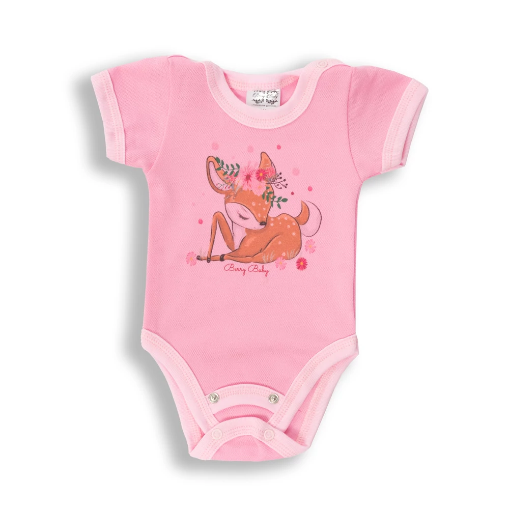 Rövid ujjú body - rózsaszín Pique - bambi - 68
