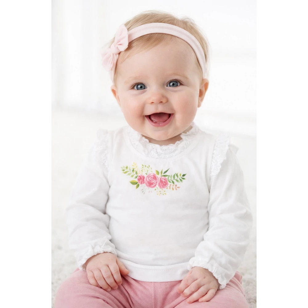 Csipkével díszített kislány felső - fehér 98