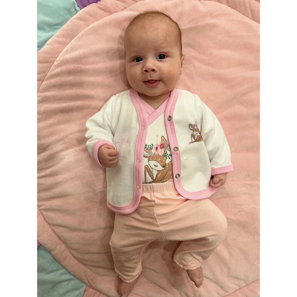 Plüss kocsikabát 68 - fehér - rózsaszín - cicás