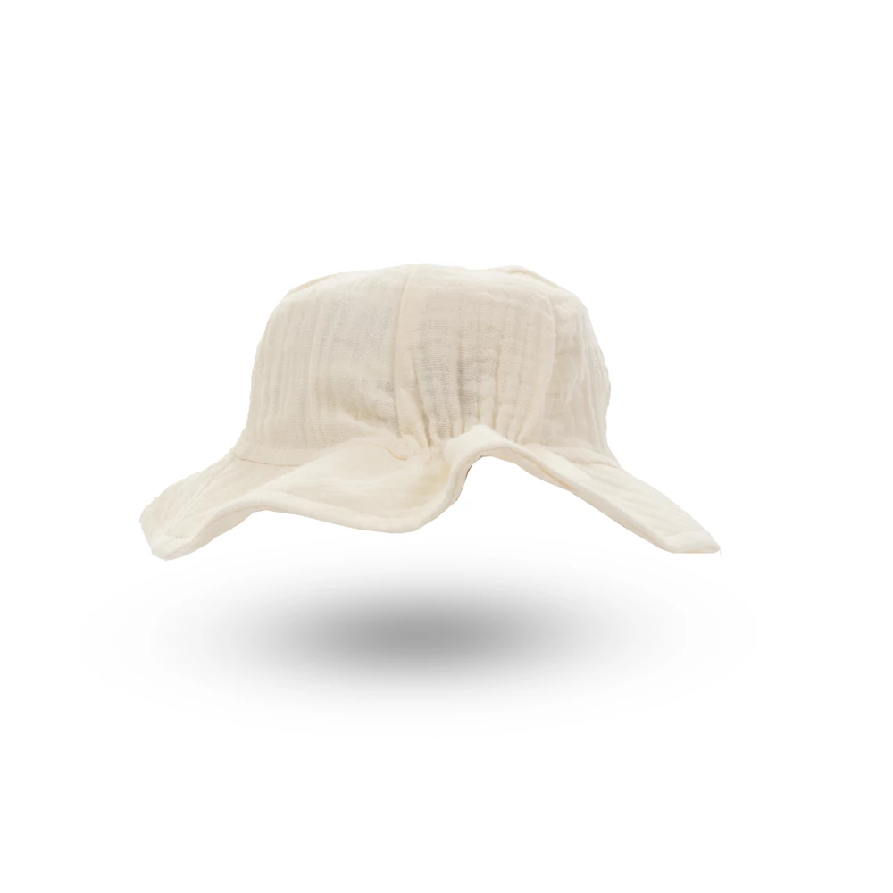 Kislány kalap 62-68 - ekrü - pamut muszlin
