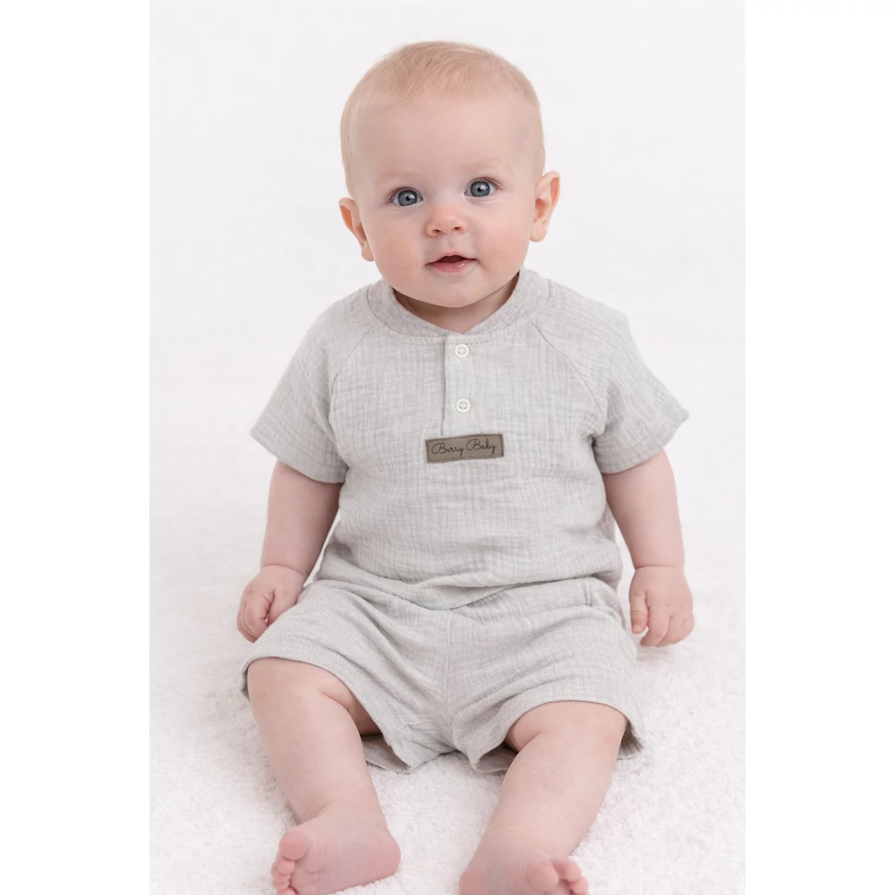 Kisfiú együttes szürke színben 74 - organikus pamut