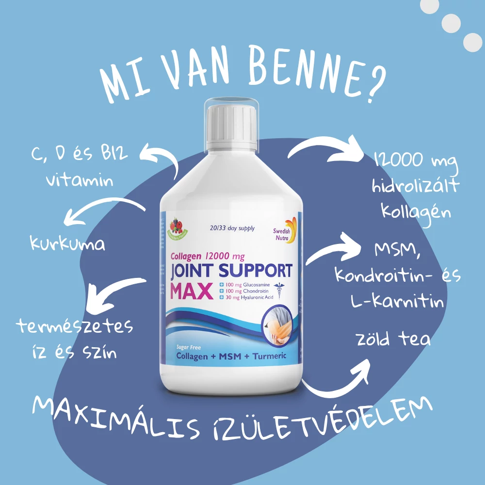SWEDISH NUTRA JOINT SUPPORT MAX - CUKORMENTES ÍZÜLETVÉDŐ FOLYÉKONY KOLLAGÉN