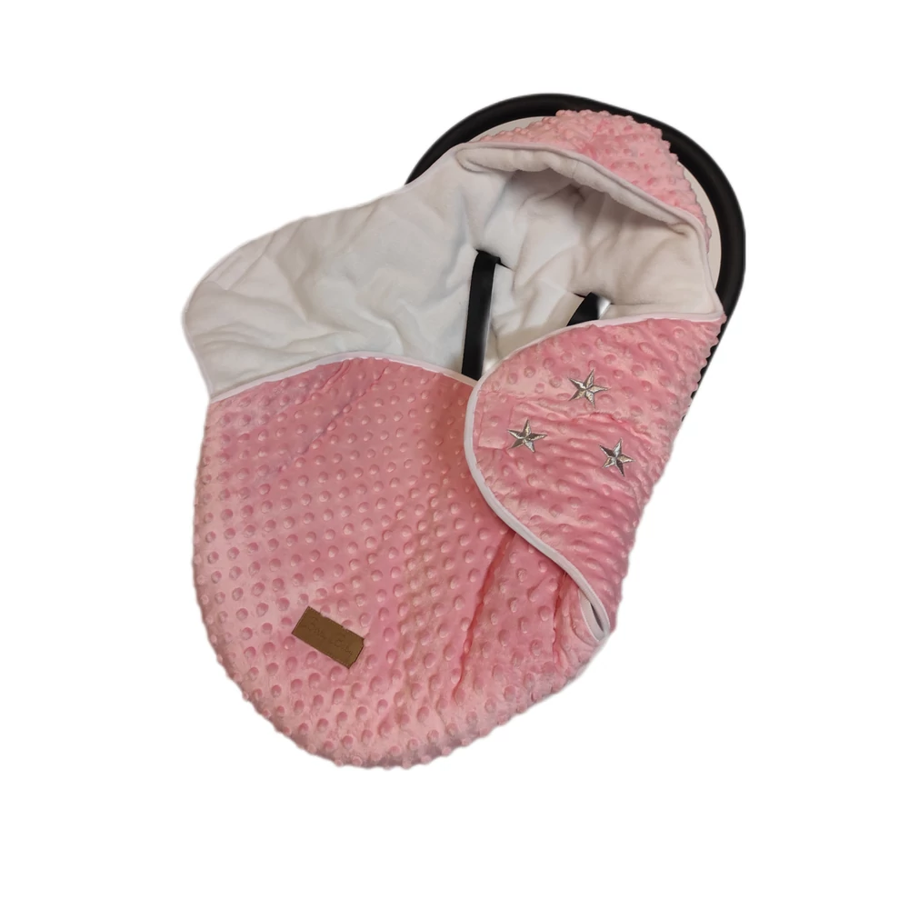 Babahordozó takaró - Stars - málna minky