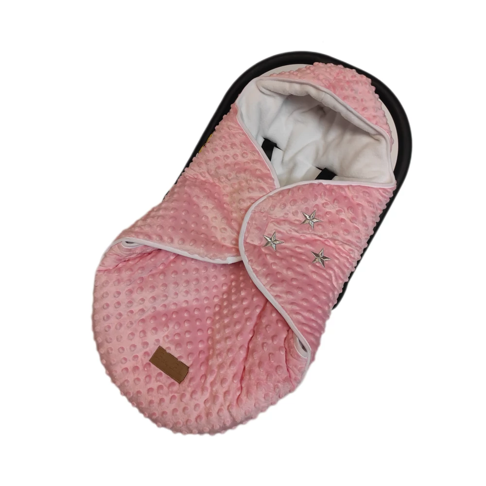 Babahordozó takaró - Stars - málna minky