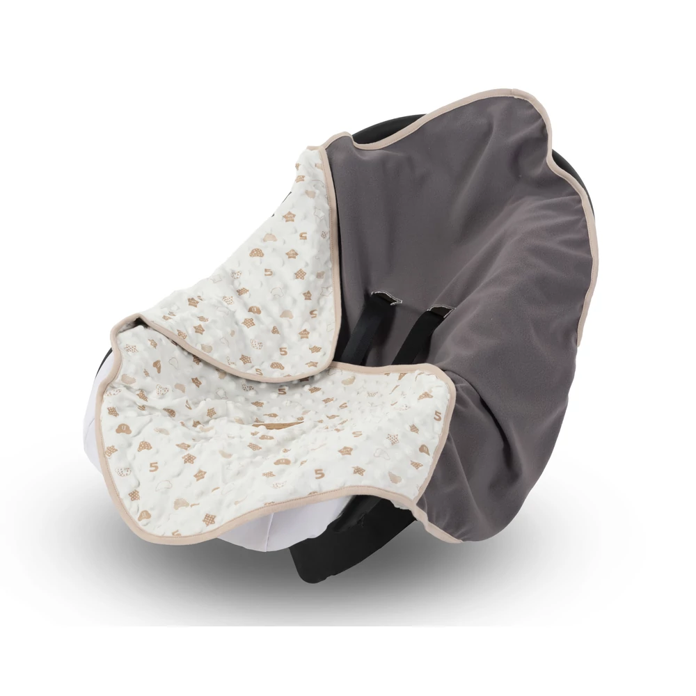 Babahordozó takaró -  ekrü mintás minky