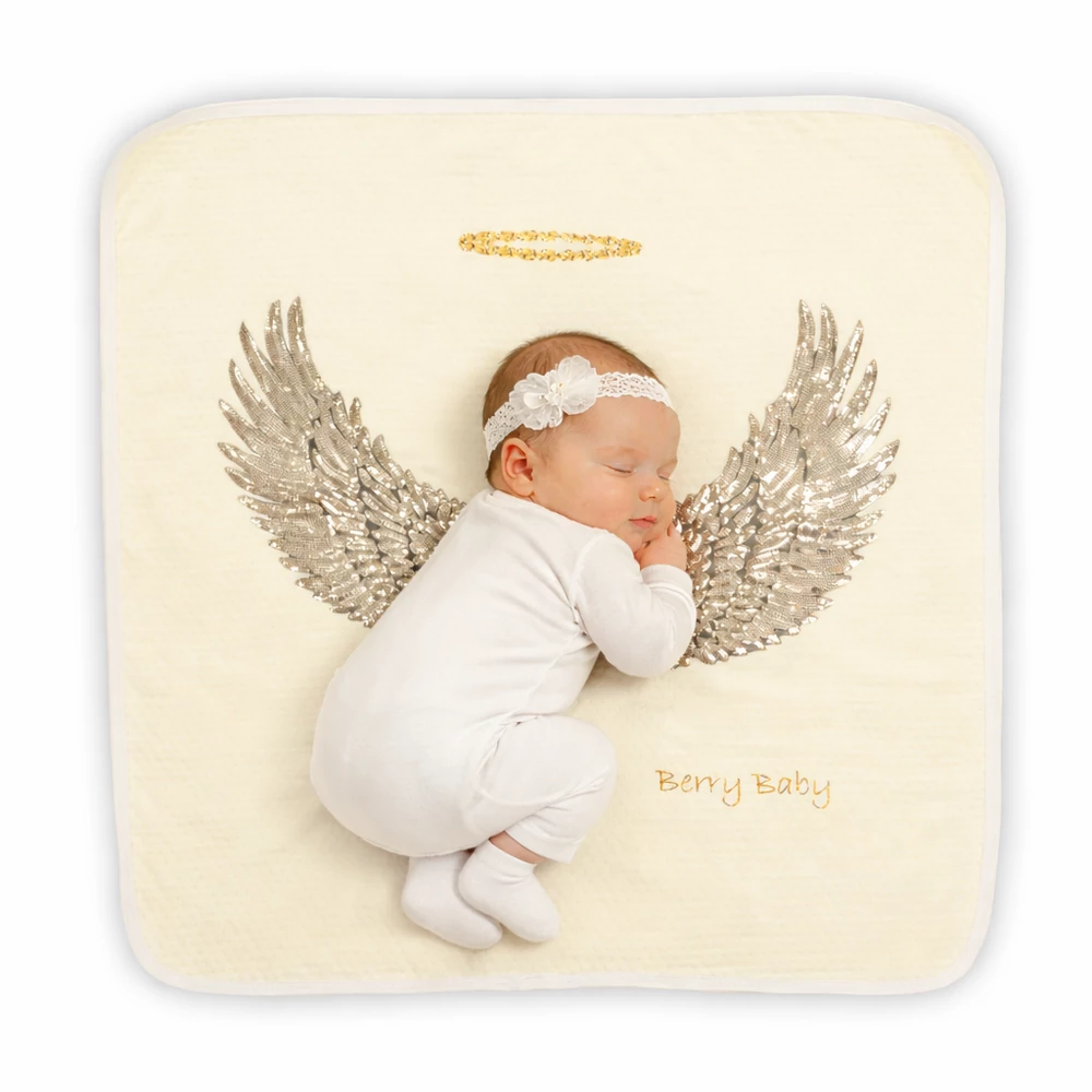 Babatakaró fotózáshoz - sárga alapon arany angyalszárny