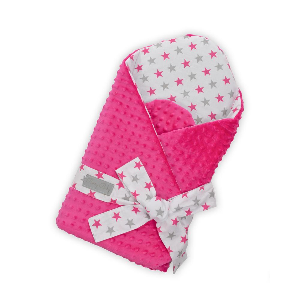 Kókuszpólya - pink minky - pink és szürke csillagos