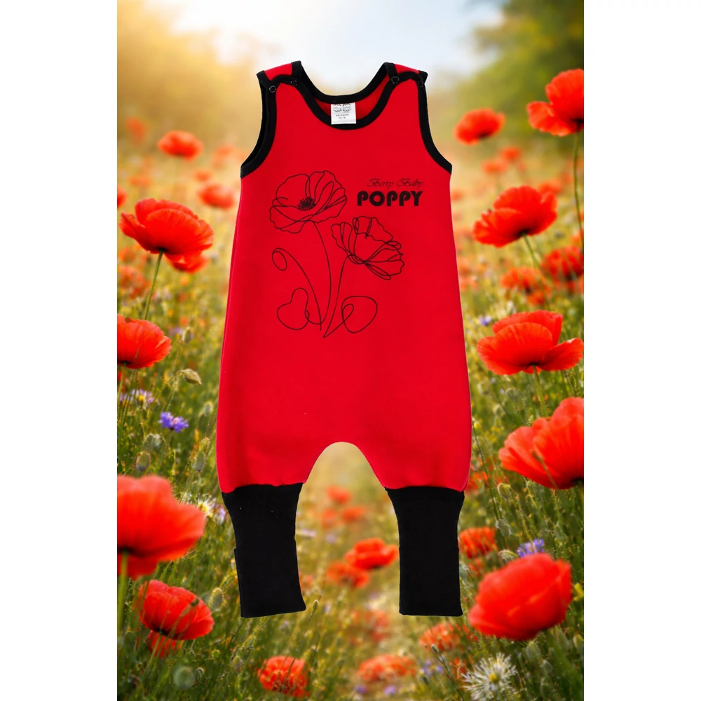 Kamáslis tipegő hálózsák 92-98 piros pipacs