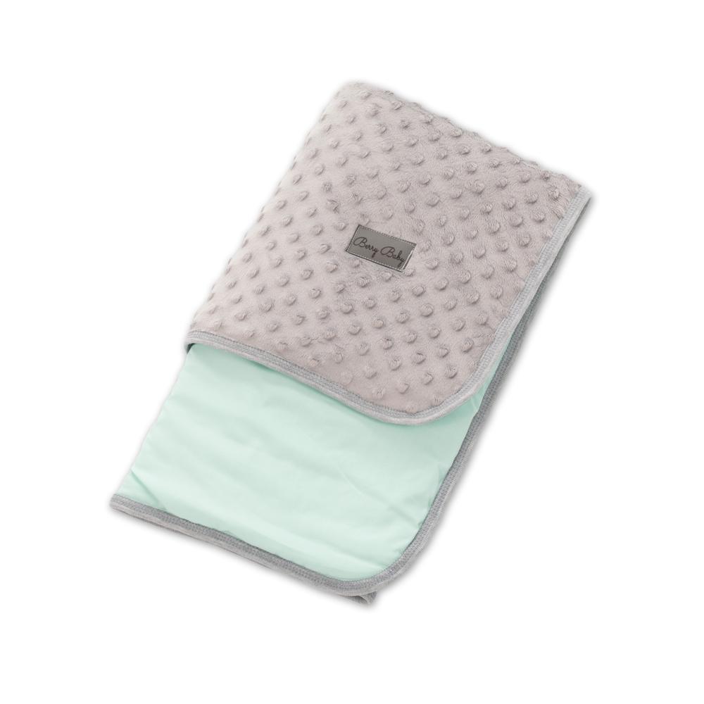 Babatakaró  menta pamut és szürke minky 75x75 cm