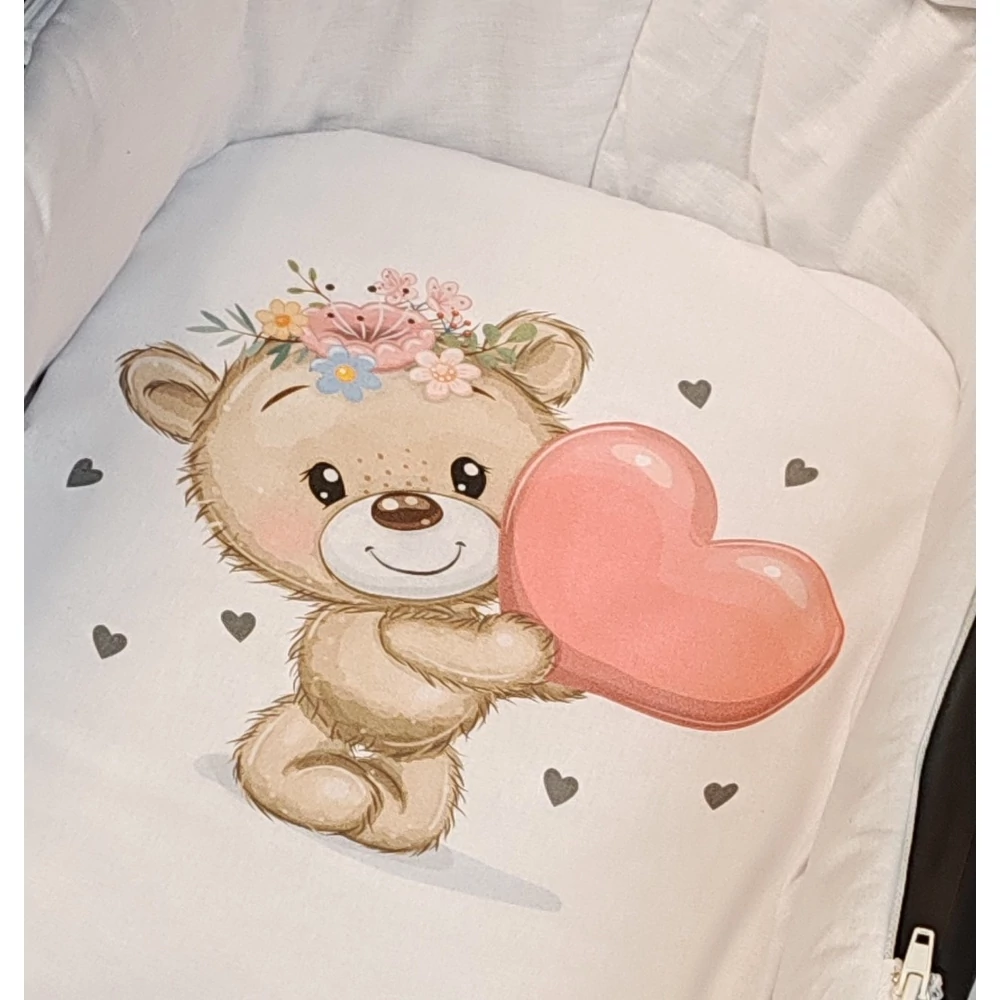 Kókusz matrac babakocsiba - fehér - teddy with heart