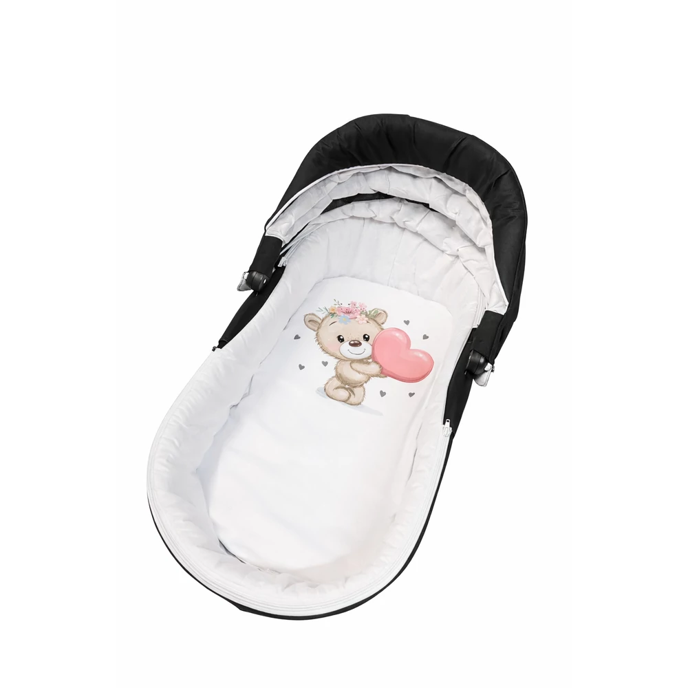 Kókusz matrac babakocsiba - fehér - teddy with heart