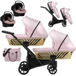Kép 1/12 - Kunert Ivento DUO Glam prémium 3in1 ikerbabakocsi: pink eco bőr - Cosmo hordozókkal