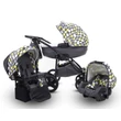 Kép 1/15 - Berry Baby- LUX 3in1 babakocsi szett (autós hordozóval és adapterrel): Z-23 -GÉL KERÉKSORRAL
