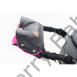 Kép 1/3 - Babakocsi kesztyű - fekete Eco bőr – pink minky