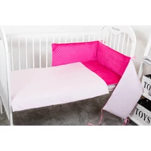Babaágynemű szett - pink minky – rózsaszín szívecskés