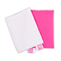 Címkepárna kétoldalas 48x38 cm - pink minky - fehér csillagos