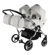 Ikerbabakocsi fehér-ezüst színben - Junama Diamond INDIVIDUAL DUO