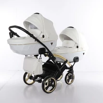 Ikerbabakocsi fehér-arany színben - Junama INDIVIDUAL DUO SLIM