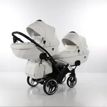 Ikerbabakocsi fehér-ezüst színben - Junama INDIVIDUAL DUO SLIM