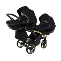 Junama többfunkciós ikerbabakocsi - DIAMOND S-Line DUO SLIM - 02 fekete arany