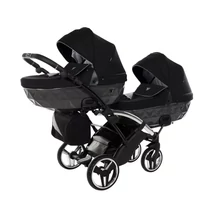 Junama többfunkciós ikerbabakocsi - DIAMOND S-Line DUO SLIM - 03 fekete ezüst