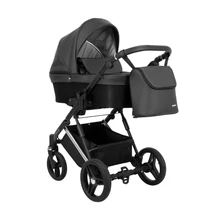 Mély babakocsi - Kunert Lazzio Premium - Silver 11 fekete eco-bőr