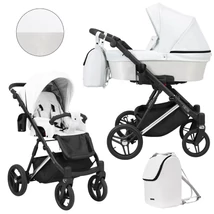 Többfunkciós babakocsi Kunert Lazzio Premium 2in1 - Silver 16 fehér eco-bőr