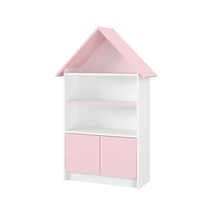 Házikó alakú szekrény gyerekszobába és babaszobába -  fehér-rózsaszín