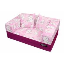 Szivacs kanapéágy - levehető huzatos - rózsaszín cicás