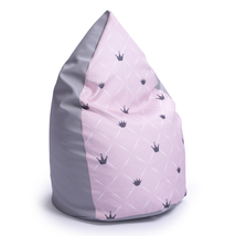 Babzsák - szürke Eco bőr - rózsaszín Chesterfield – csepp alakú 2in1